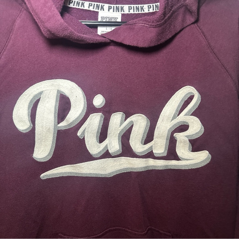 PINK by Victoria's Secret Wine Hoodie Sweatshirt Size Large - Picture 2 of 11